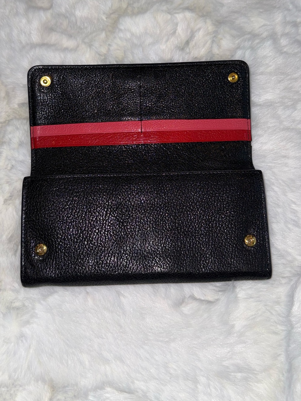 Miu Miu Black Leather Continental Flap Wallet with Gold Logo - Picture 8 of 14